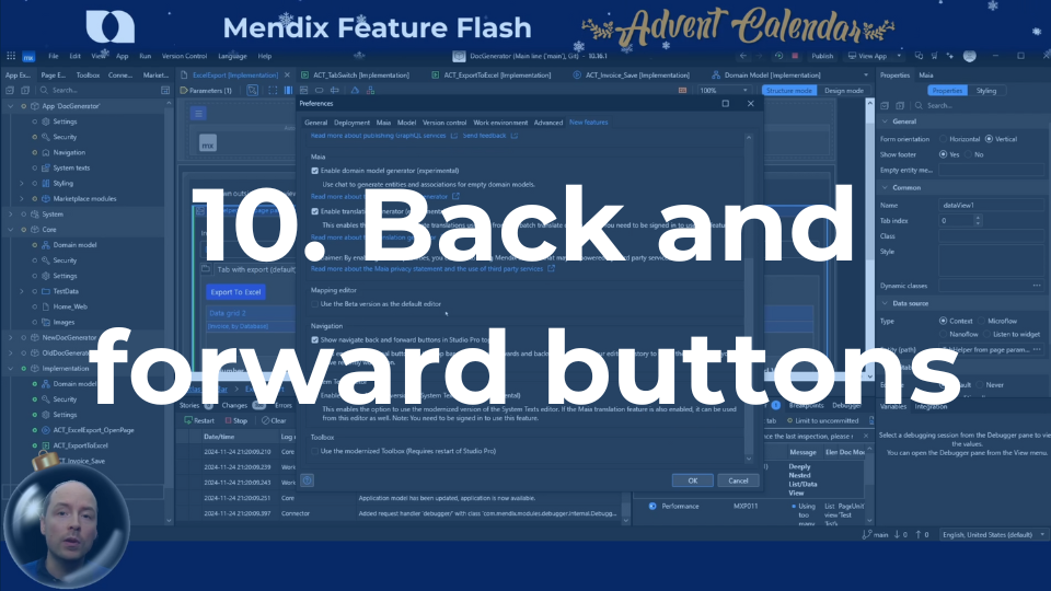 Back and forward buttons