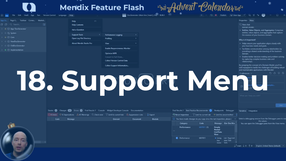 Support menu